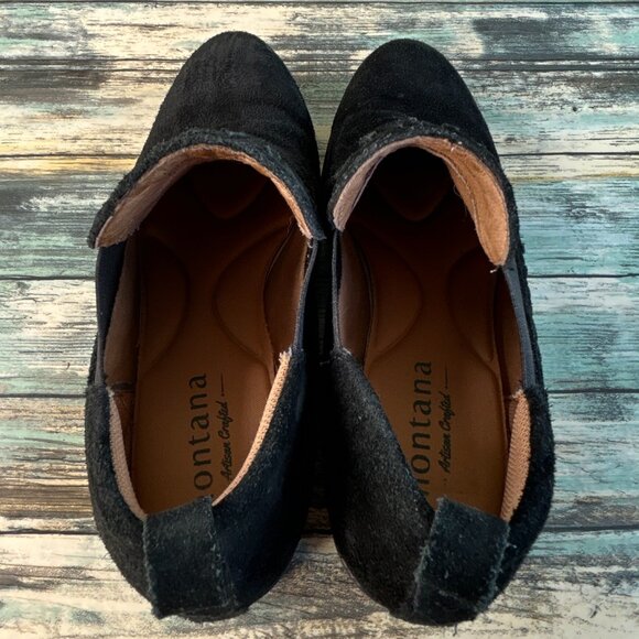 Montana Chelsea Booties Womens 10M Black Suede Slip On Low Block Heel Ankle - Picture 6 of 12